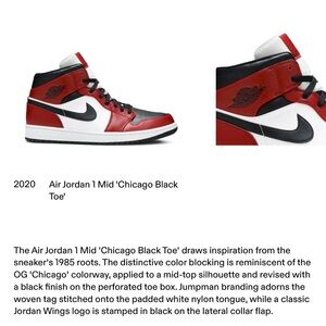 Nike Air Jordan 1 Mid - Red Black White